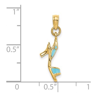 14K Yellow Gold Aqua Enamel High Heel Charm – view 4