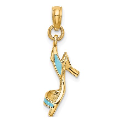 14K Yellow Gold Aqua Enamel High Heel Charm – view 5