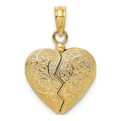 14K Yellow Gold Red Enamel Reversible Heart Charm – view 4