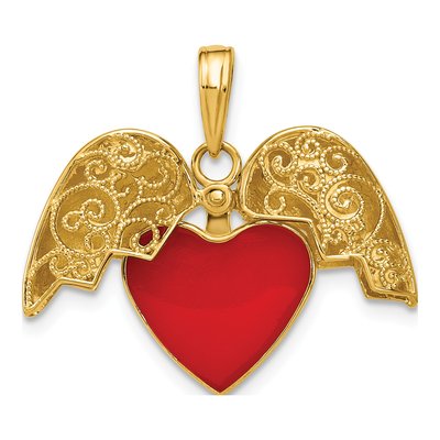 14K Yellow Gold Red Enamel Reversible Heart Charm – view 6