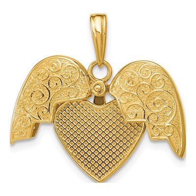 14K Yellow Gold Red Enamel Reversible Heart Charm – view 8