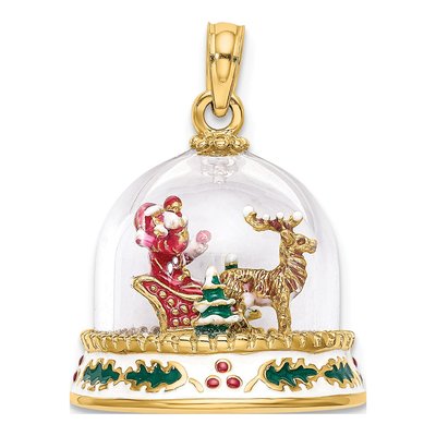 14K Yellow Gold Happy Holidays Snow Globe Charm – view 5