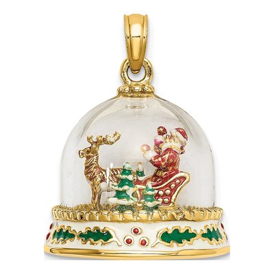 14K Yellow Gold Happy Holidays Snow Globe Charm