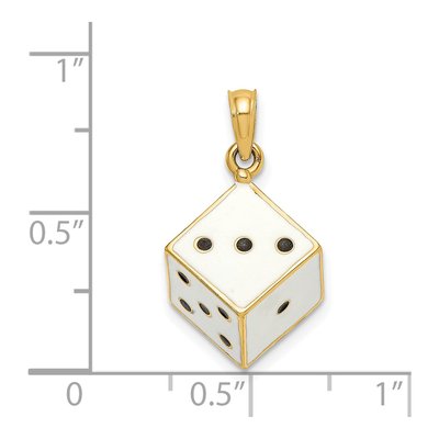 14K Yellow Gold 3-D Enamel Dice Charm – view 4