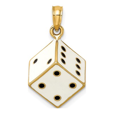 14K Yellow Gold 3-D Enamel Dice Charm – view 5