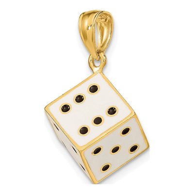 14K Yellow Gold 3-D Enamel Dice Charm – view 6