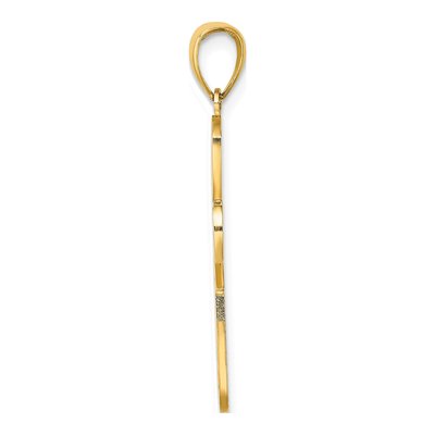 14K Yellow Gold Pink Enamel Awareness Cross Pendant – view 3