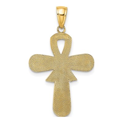 14K Yellow Gold Pink Enamel Awareness Cross Pendant – view 5