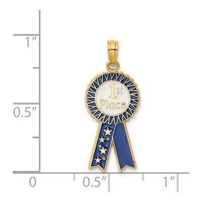 14K Yellow Gold Blue 1st Place Ribbon Charm – view 4
