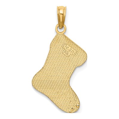 14K Yellow Gold Enamel Christmas Stocking Charm – view 5