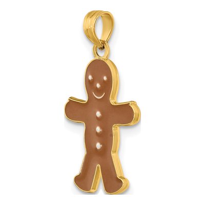 14K Yellow Gold 3D Gingerbread Man Charm – view 6