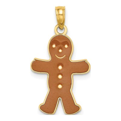14K Yellow Gold 3D Gingerbread Man Charm