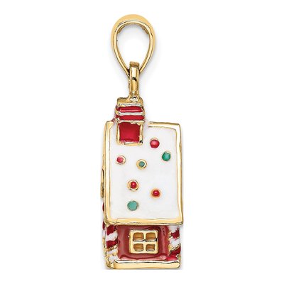 14K Yellow Gold 3-D Enamel Gingerbread House Charm – view 4