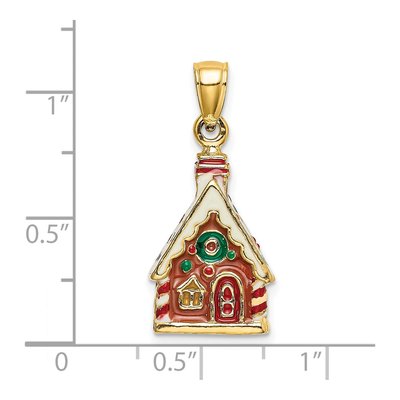 14K Yellow Gold 3-D Enamel Gingerbread House Charm – view 5