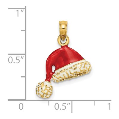 14K Yellow Gold Enameled Santa Hat Pendant – view 4