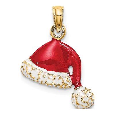 14K Yellow Gold Enameled Santa Hat Pendant – view 5