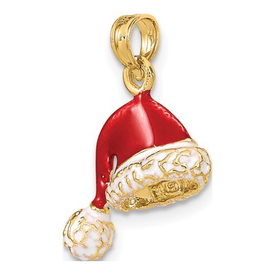 14K Yellow Gold Enameled Santa Hat Pendant – view 6