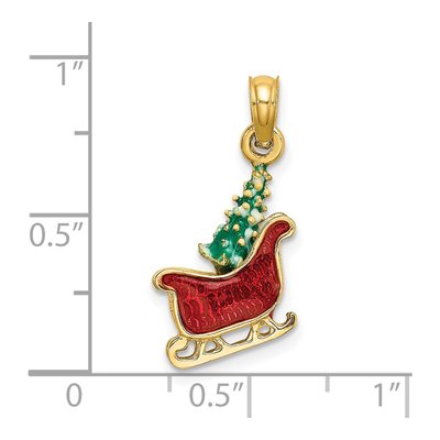 14K Yellow Gold Enameled Sleigh Tree Charm – view 4