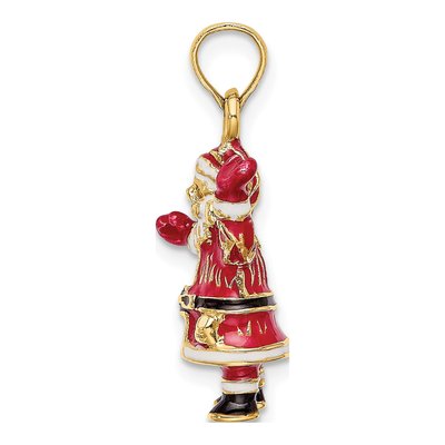 14K Yellow Gold 3D Enameled Santa Charm – view 3