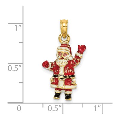 14K Yellow Gold 3D Enameled Santa Charm – view 4