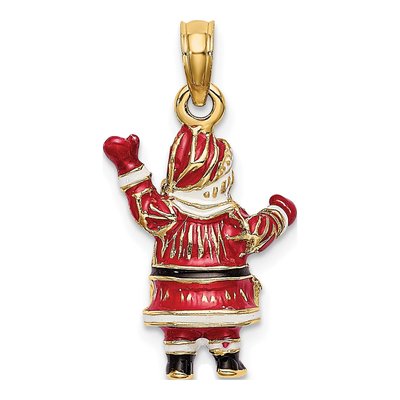 14K Yellow Gold 3D Enameled Santa Charm – view 5