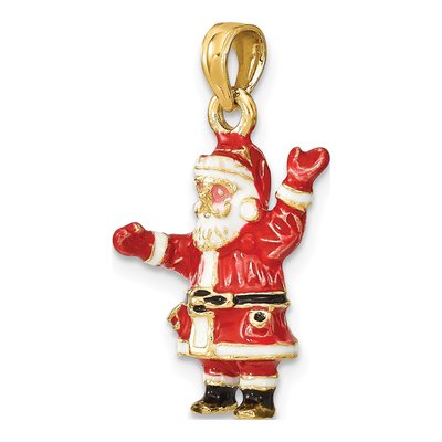 14K Yellow Gold 3D Enameled Santa Charm – view 6