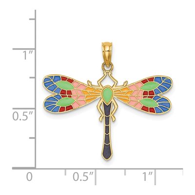 14K Yellow Gold Enamel Dragonfly Pendant – view 4