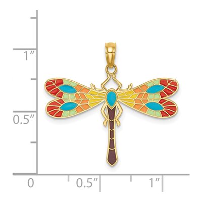 14K Yellow Gold Enamel Dragonfly Pendant – view 4