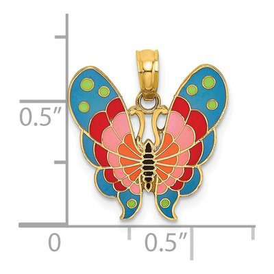 14K Yellow Gold Enameled Butterfly Charm – view 4