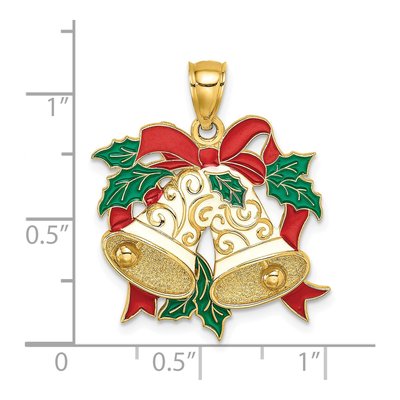 14K Yellow Gold Enamel Holiday Bells Charm – view 4