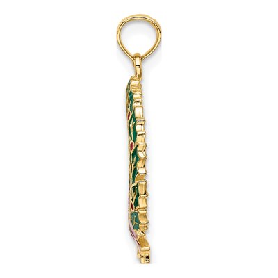14K Yellow Gold Enameled Christmas Wreath Charm – view 3