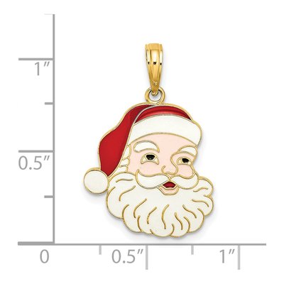 14K Yellow Gold Enameled Santa Face Charm – view 4