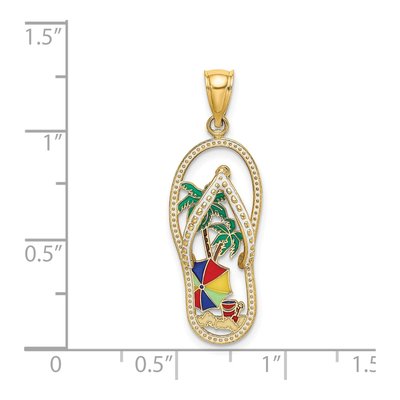 14K Yellow Gold Enameled Flip-Flop Beach Charm – view 4
