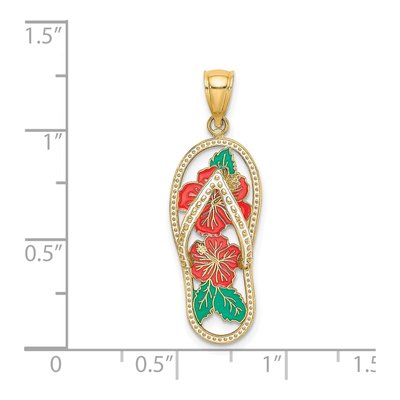 14K Yellow Gold Enamel Hibiscus Flip-Flop Charm – view 4