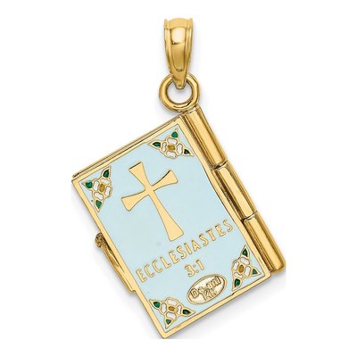 14K Yellow Gold Enamel Butterfly Book Pendant – view 5