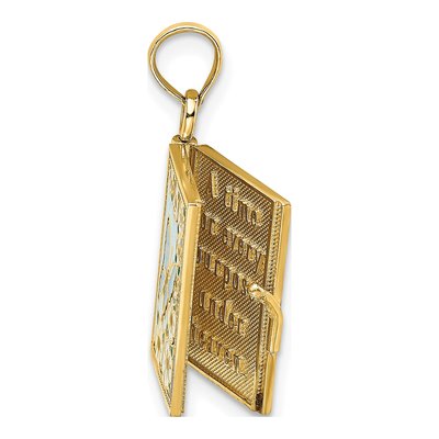 14K Yellow Gold Enamel Butterfly Book Pendant – view 6