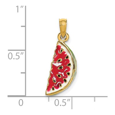 14K Yellow Gold 3D Watermelon Pendant – view 4