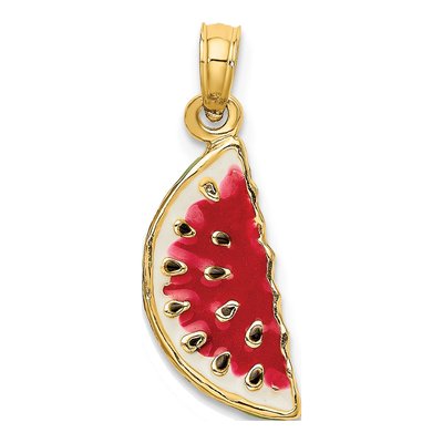 14K Yellow Gold 3D Watermelon Pendant – view 5