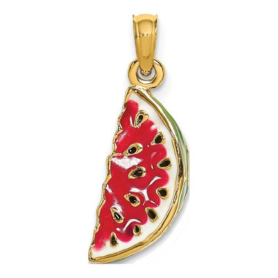 14K Yellow Gold 3D Watermelon Pendant