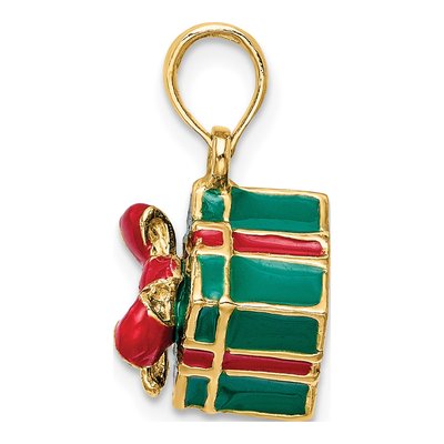 14K Yellow Gold 3-D Enameled Green Box Charm – view 4