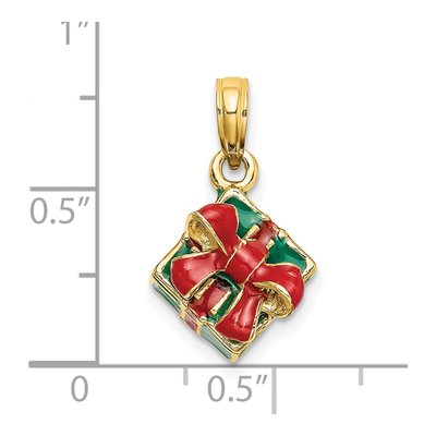 14K Yellow Gold 3-D Enameled Green Box Charm – view 6