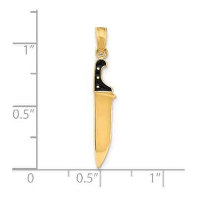 14K Yellow Gold Black Enamel Butcher Knife Charm – view 4