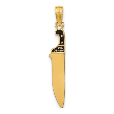 14K Yellow Gold Black Enamel Butcher Knife Charm – view 5