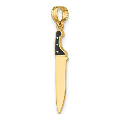 14K Yellow Gold Black Enamel Butcher Knife Charm – view 6