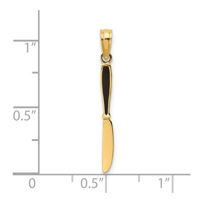 14K Yellow Gold 3D Black Enamel Knife Charm – view 4