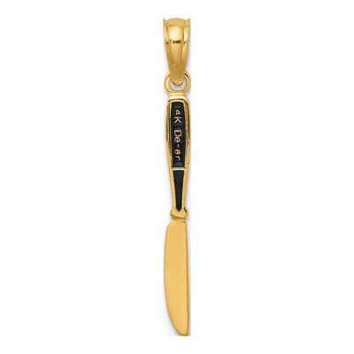 14K Yellow Gold 3D Black Enamel Knife Charm – view 5