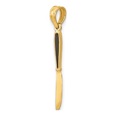 14K Yellow Gold 3D Black Enamel Knife Charm – view 6