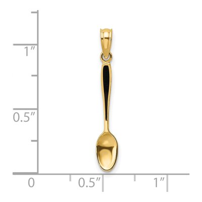 14K Yellow Gold Black Enameled Spoon Charm – view 4