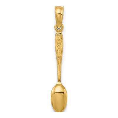 14K Yellow Gold Black Enameled Spoon Charm – view 5