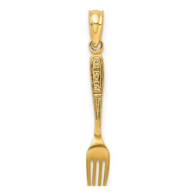 14K Yellow Gold Black Enamel Table Fork Pendant – view 5